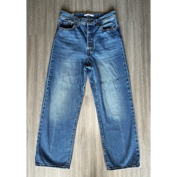 Levi’s Ribcage Straight Ankle Jeans Blue Denim Size 28 High Rise Straight Leg - Picture 1 of 10